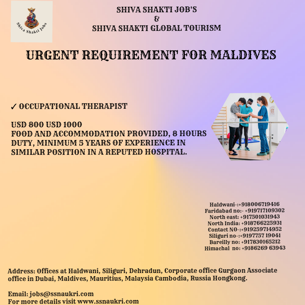 Urgent Requirement For Maldives Occupatonal Therapist